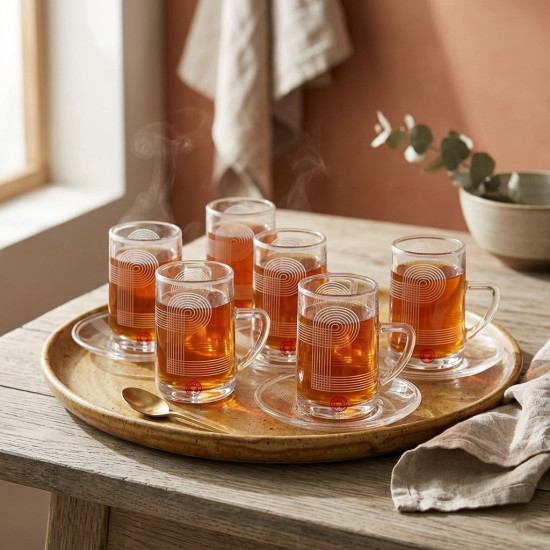 Tea Cup and Saucer Set - 6 Pcs